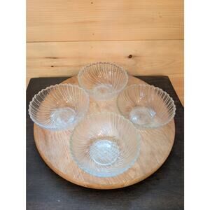 Set of 4 Arcoroc Seabreeze Swirl Clear All Purpose Glass Bowls - France - 5.25"